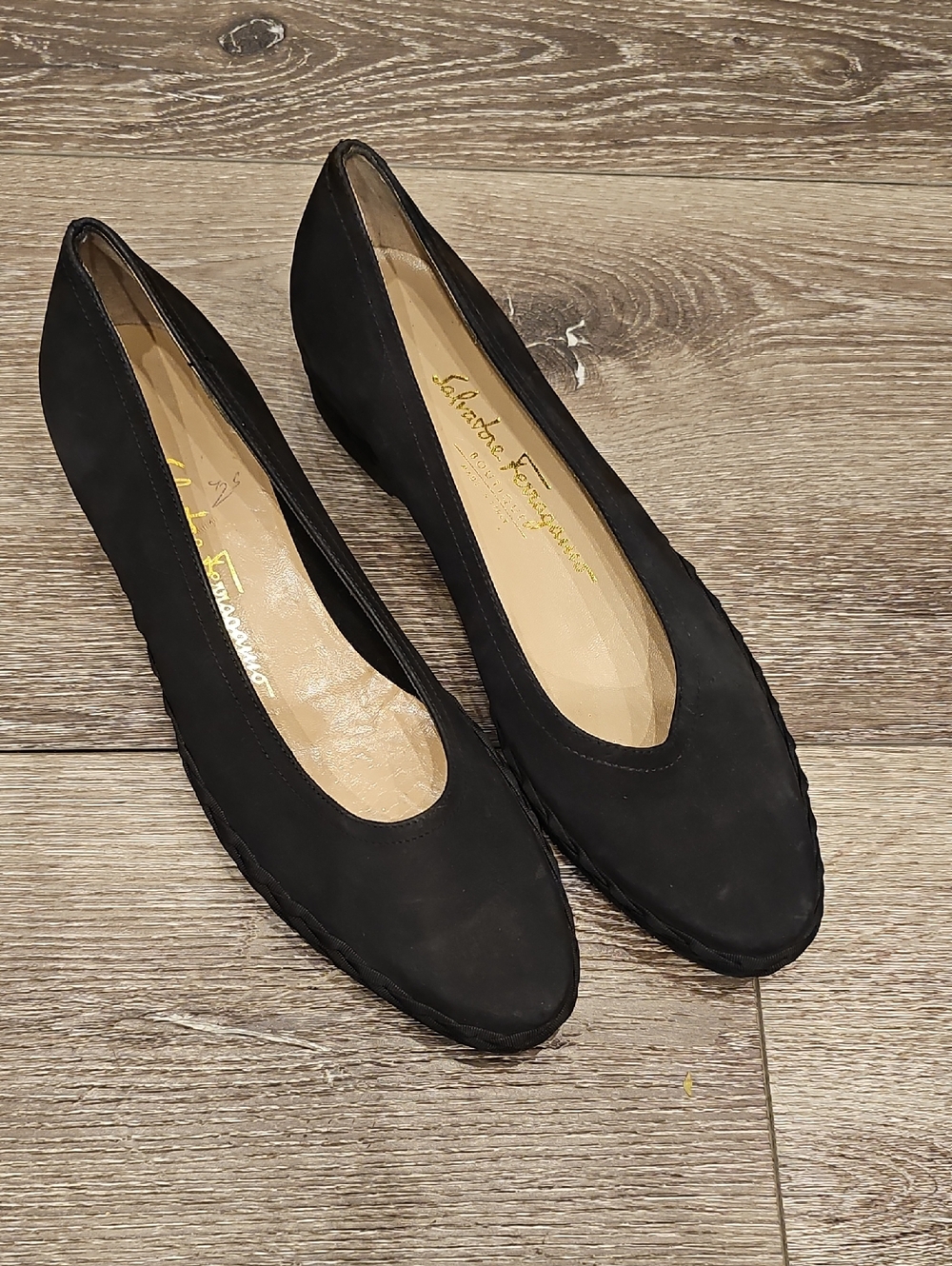 Salvatore Ferragamo Black Suede Ballerina Flats [mismatch sizing 7.5 & 8.5]